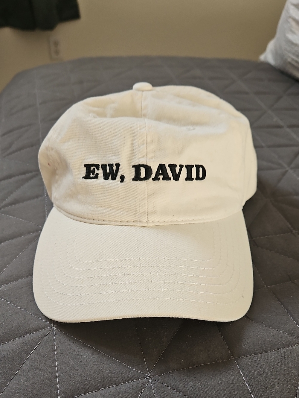 Ew, David Embroidered Cream Baseball Cap